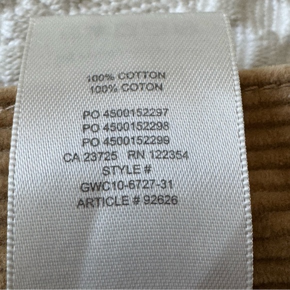 Aritzia Denim Forum The Joni High Rise Loose 29L Beige Corduroy Pants, size 25 - Picture 9 of 9